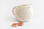 White Dreamer Cat  Mug, with Pink Striped Tail in White Clay. Cat Cup with Pink Stripes . Ready To Ship : Our chubby dreamy kitten has become in a cup with which you can have your favorite drink at any time. The cup or mug has a rounded belly, I think wel