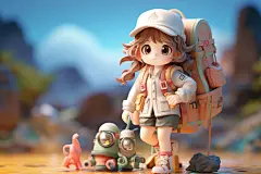 小孩郊游插画绘画