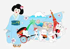 手绘日本女孩旅游出行插画_新图网 https://ixintu.com 海滩 女孩 动漫 甜美 可爱 艺术 绘画 文艺