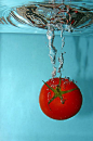 High Speed Photography, tomato red, blue