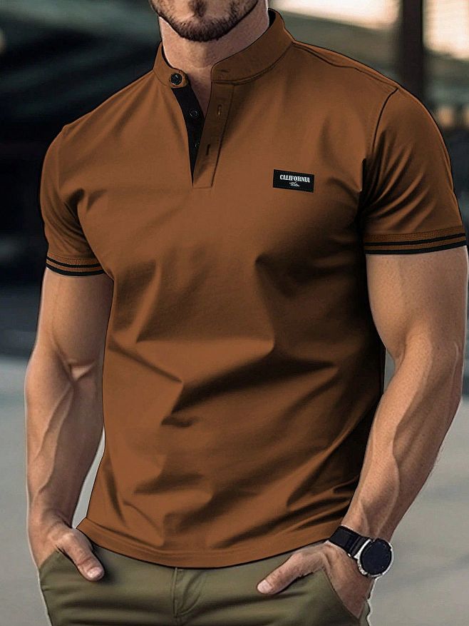 Brown Casual Collar ...