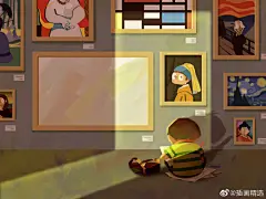 插画师Moy Lee的这组插画通过简单的画面构图和令人沉醉的光影构建了让人无限遐想的童话世界生活，每一幕都太美了吧！#插画##新年新画# ​​​​