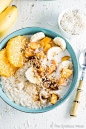 Tropical Summer Coconut Oatmeal is a quick, healthy, and delicious vegan +  gluten free breakfast. You will LOVE how light and summery this porridge is!