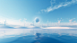 A background image with Offshore wind power, light blue background, Center the composition, Ultrawide shot, 3d rendering, very clean Unreal Engine