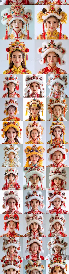 AI醒狮少女头像插画素材 游戏人物写实头像设定 国风绘画参考素材-淘宝网