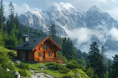 风景绝美的森林小木屋