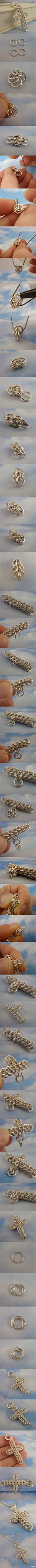 #Chainmaille Cross Tutorial#锁子甲十字架，环圈的魅力~！有点想买那种划拉一下切出无数开口圈的工具了，锯弓切好累，不过那种超级重邮费肉痛啊……