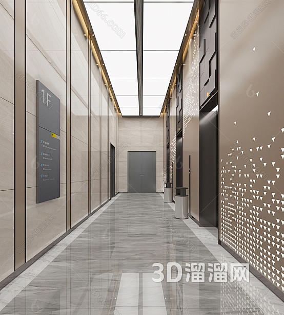 现代 电梯厅 大堂电梯间3D模型