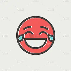 笑含泪的喜悦细线图标的图释