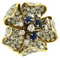 OSCAR HEYMAN Diamond, Sapphire, Plat & Gold Flower Brooch
