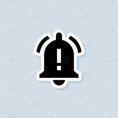 通知贴纸。铃声通知和声音图标。接收收件箱邮件的通知铃图标。闹钟响了。矢量在孤立的白色背景。每股收益1