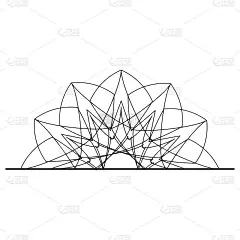 曼荼罗，半圆形装饰。设计元素，标志，名片。向量孤立。