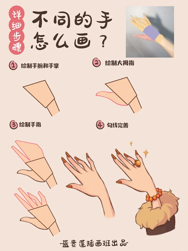 插画教程|画手公式 4步画出N种手部风格 - 小红书-花瓣网