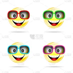 太阳镜,四个人,分离着色,可爱的,黄色,表现积极,图像,性格,微笑,笑