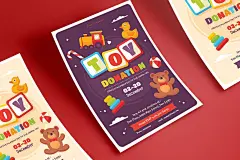 儿童活动派对矢量卡通插画传单海报模版素材下载Toy Drive Flyer插图(3)