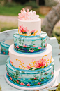 Wedding cake inspired by Monet | Mint Photography | see more on: http://burnettsboards.com/2014/08/monets-water-lilies-wedding-inspiration-shoot/