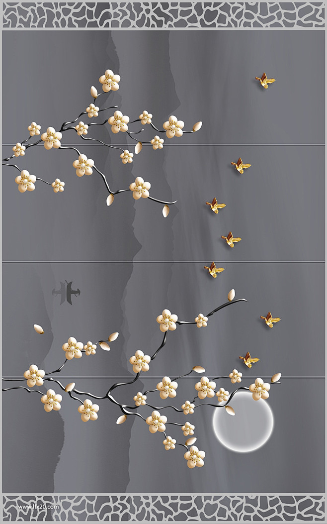 中式古典装饰画植物鲜花动物风景中式古典木...