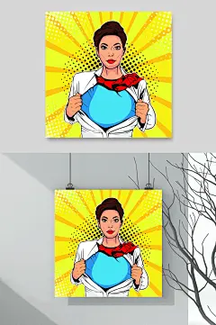 拉衣服波普风格人物插画矢量素材-众图网