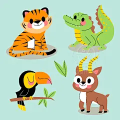 卡通可爱世界动物日保护森林老虎狮子长颈鹿插画海报ai设计素材-淘宝网