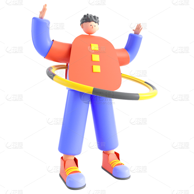 3D-运动人物-呼啦圈