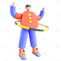 3D-运动人物-呼啦圈