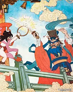 辽宁美术经典年画欣赏：《哪吒闹海》_连环画_绘本_辛宽良