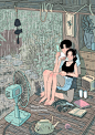 甜蜜的夏日雨天 ~ 韩国画师Myeong-Minho情侣插画作品。