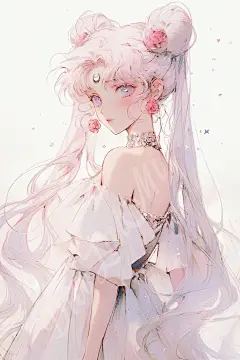 简约壁纸简单素雅美少女战士 水兵月插画