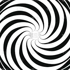 最初在广场上催眠的螺旋。装饰设计背景为矢量背景。黑色和白色