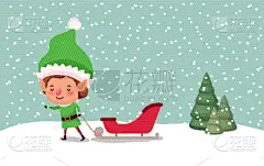 可爱的,圣诞老公,动物雪车,华丽的,传统,小的,装饰物,儿童,协助,问候