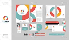 五颜六色的三角企业身份模板为您的业务包括 cd 封面, 名片, 文件夹, 尺子, 信封和信头设计 b