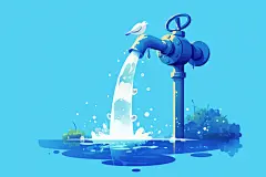 珍惜水资源插画元素
