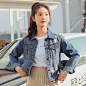 2020春装新款章若楠牛仔外套女学生百搭宽松破洞短款夹克长袖上衣-淘宝网
