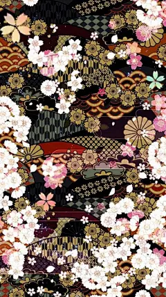 日式和风系的樱花碎花手机壁纸图片@北坤人素材