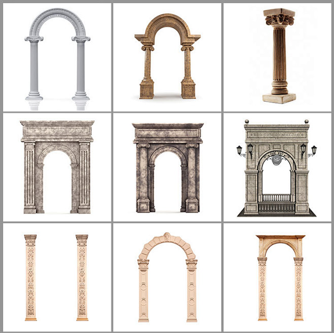 复古欧式拱门立柱罗马柱建筑图片素材-淘宝...