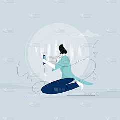 女商人用音乐练习正念冥想