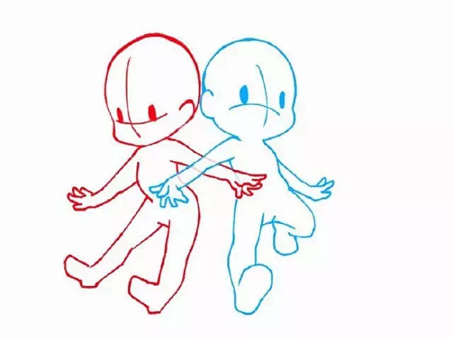 【绘画参考】Q版小人的CP姿势，总有一款...