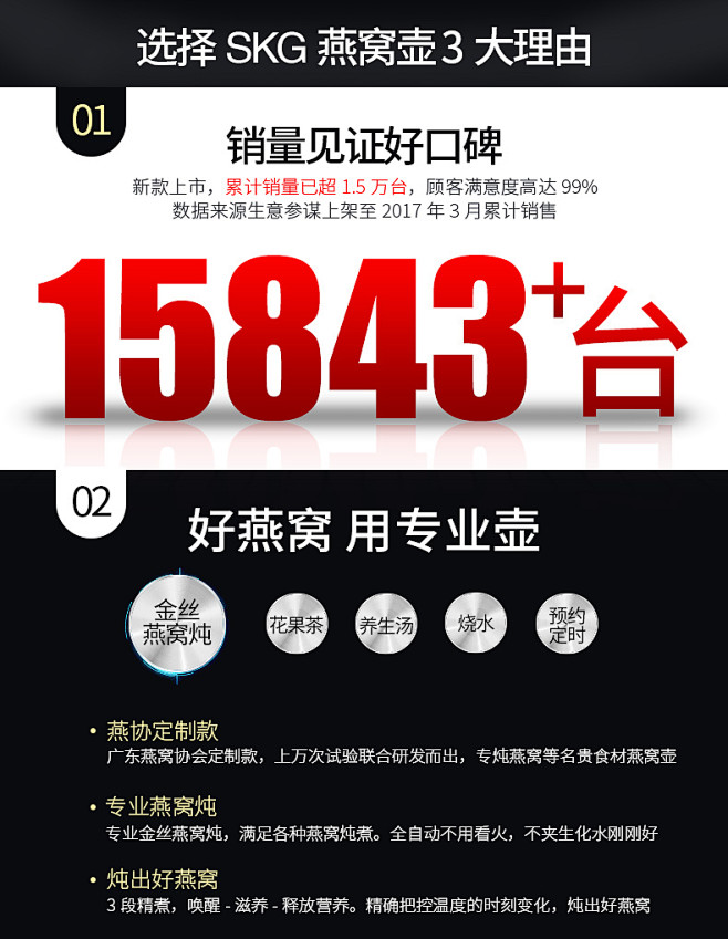 SKG燕窝壶隔水炖盅养生壶全自动加厚玻璃...