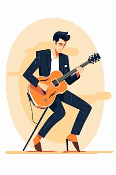 AI数字艺术扁平化乐器音乐人物插画