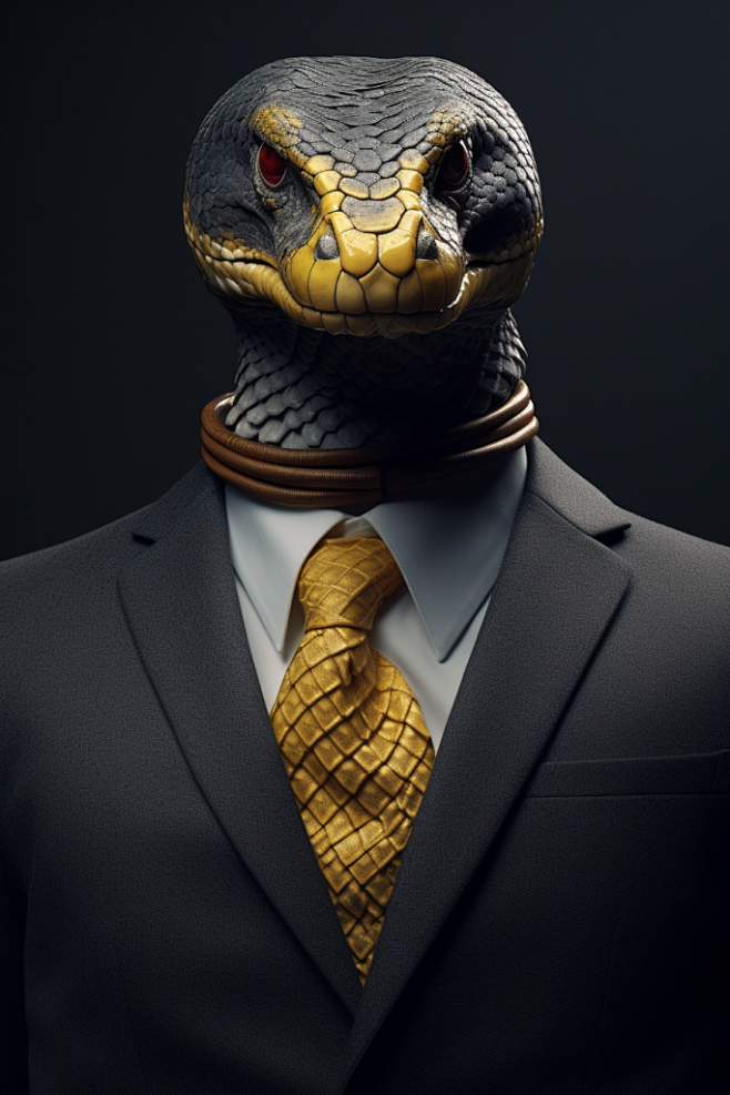 生肖蛇动物西装企业形象摄影图