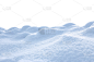 一大片美丽的雪堆孤立在白色的背景上。冬天圣诞雪背景。大雪堆