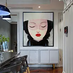 纯手绘油画装饰画样板房现代挂画客厅油画新古典人物画定制 红唇-淘宝网