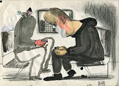 优秀的黑白灰和点线面构成插画，仿佛展现了生活中的人生百态