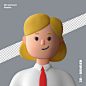 三维立体卡通女士头像图标素材 3d cartoon avatar isolated in 3d rendering