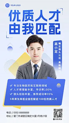 企业春季招聘猎头形象包装手机海报