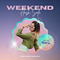 Blue and Pink Gradient Modern Aesthetic Weekend Fashion Flash Sale Instagram Post
