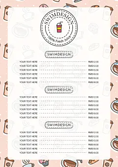 菜单01清新ins风森系奶茶饮品价目表设计模板素材源文件PSD手绘 贵阳