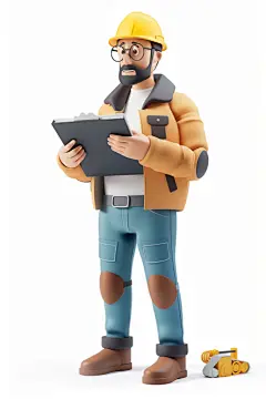 三维建筑师人物卡通模型