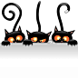 卡通黑猫背景矢量素材，素材格式：EPS，素材关键词：万圣节,黑猫,矢量动物