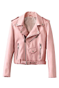 Pink Leather Punk Jacket  - US$53.95 -YOINS : This is an outwear you must have, because it can keep you warm on windy day but not too warm to make you sweaty in this season. It is designed with asymmetric zip closure and belted waist. Pairing it with skin